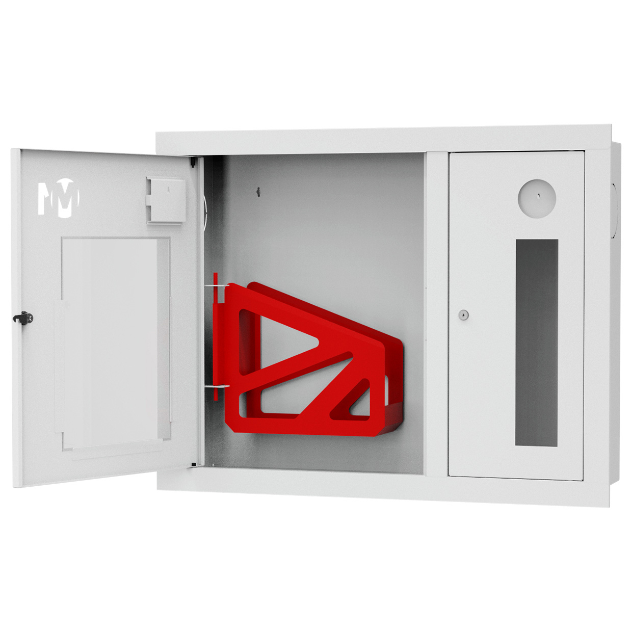 ШП-К-О-002 "Т" ВОБ М01 левый шкаф пожарный с почтовым замком (встроенный, открытый, белый)
