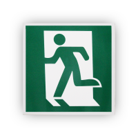 Знак E01-01 Выход здесь (левосторонний) на самоклеящейся не светящейся плёнке, 200х200 НПО ПУЛЬС