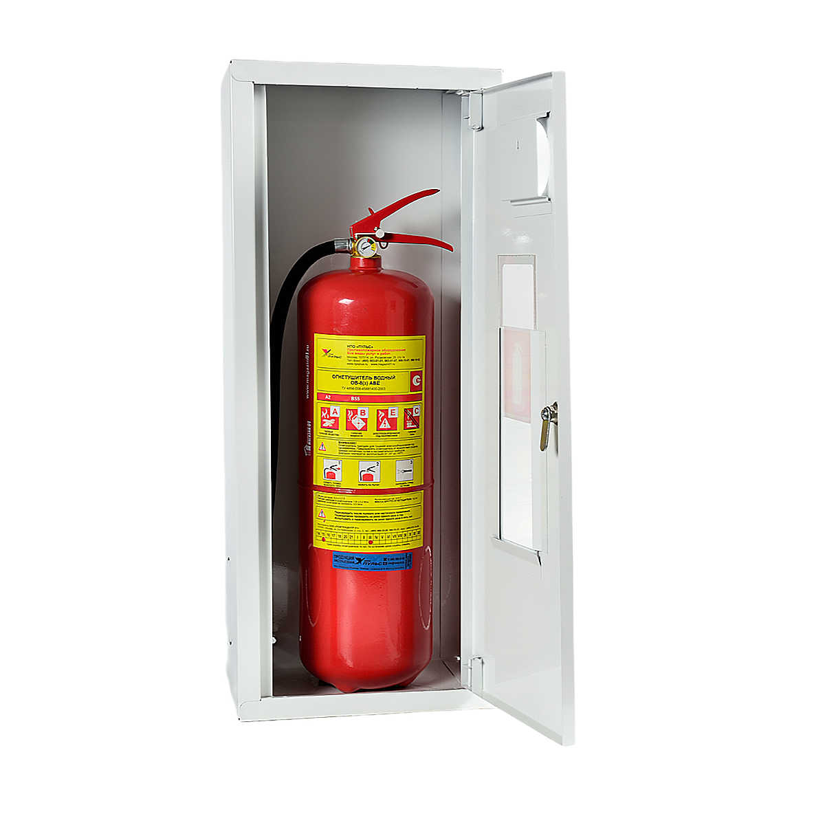 ШПО-103 НОБ ПУЛЬС левый шкаф для огнетушителя (навесной, открытый, белый)