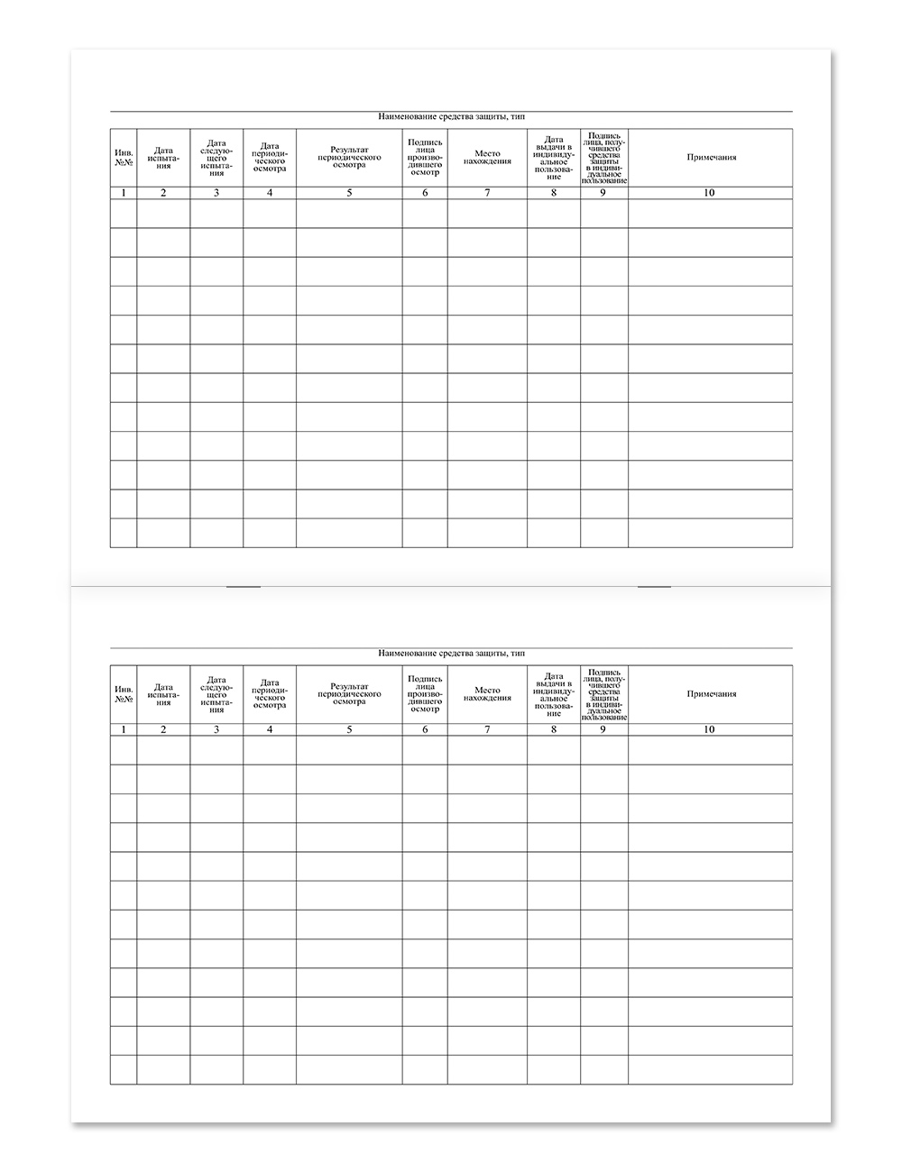 Журнал учета и содержания средств защиты НПО Пульс