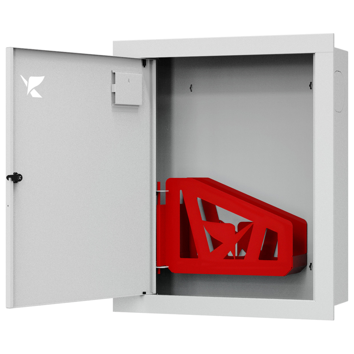 ШП-К-Пульс-310 ВЗБ левый шкаф пожарный с почтовым замком (встроенный, закрытый, белый)