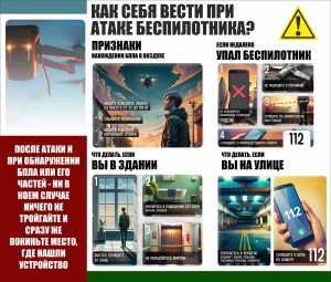 Стенд "Как вести себя при атаке беспилотника?" 1000х1000 мм