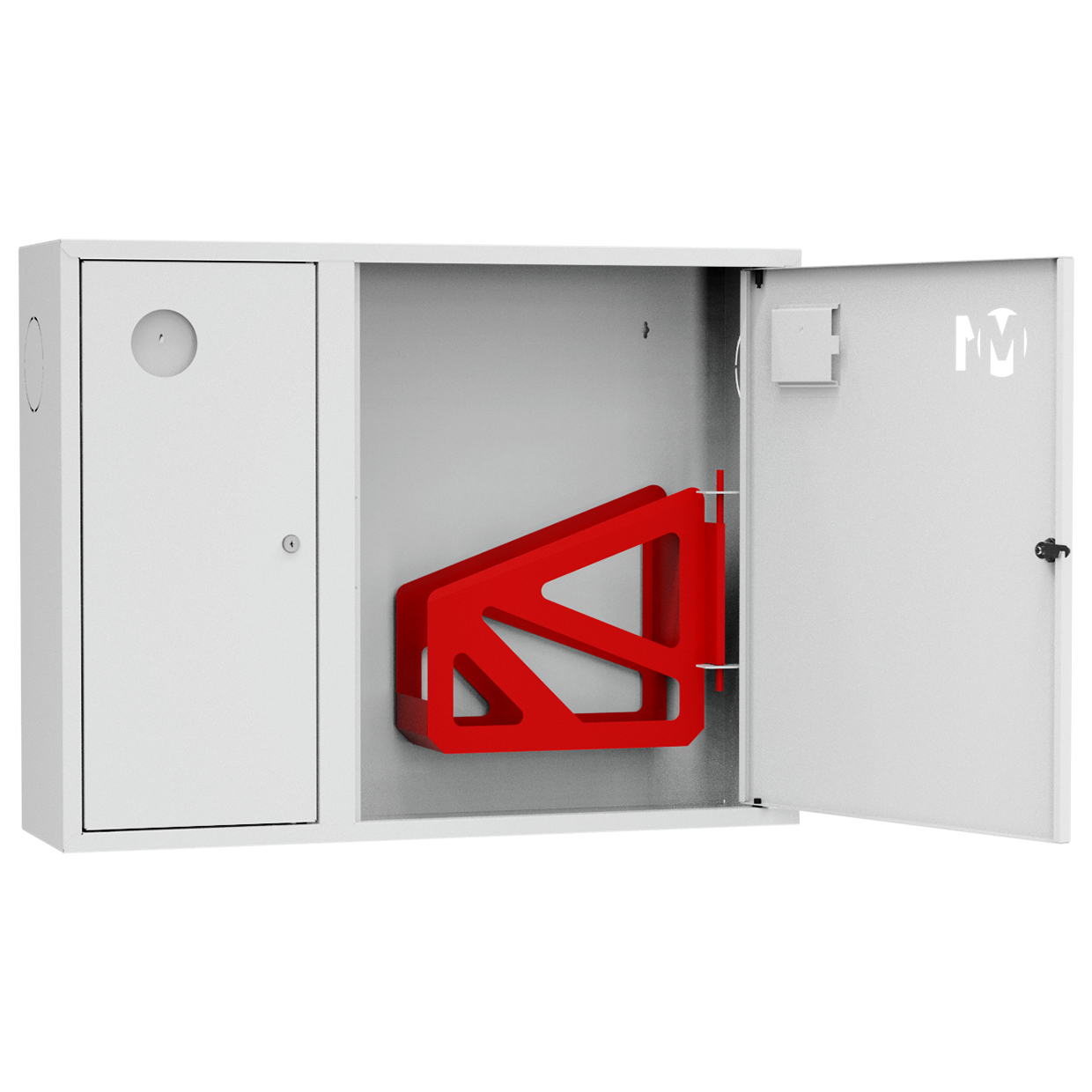 ШП-К-О-002 "Т" НЗБ М01 правый шкаф пожарный с почтовым замком (навесной, закрытый, белый)