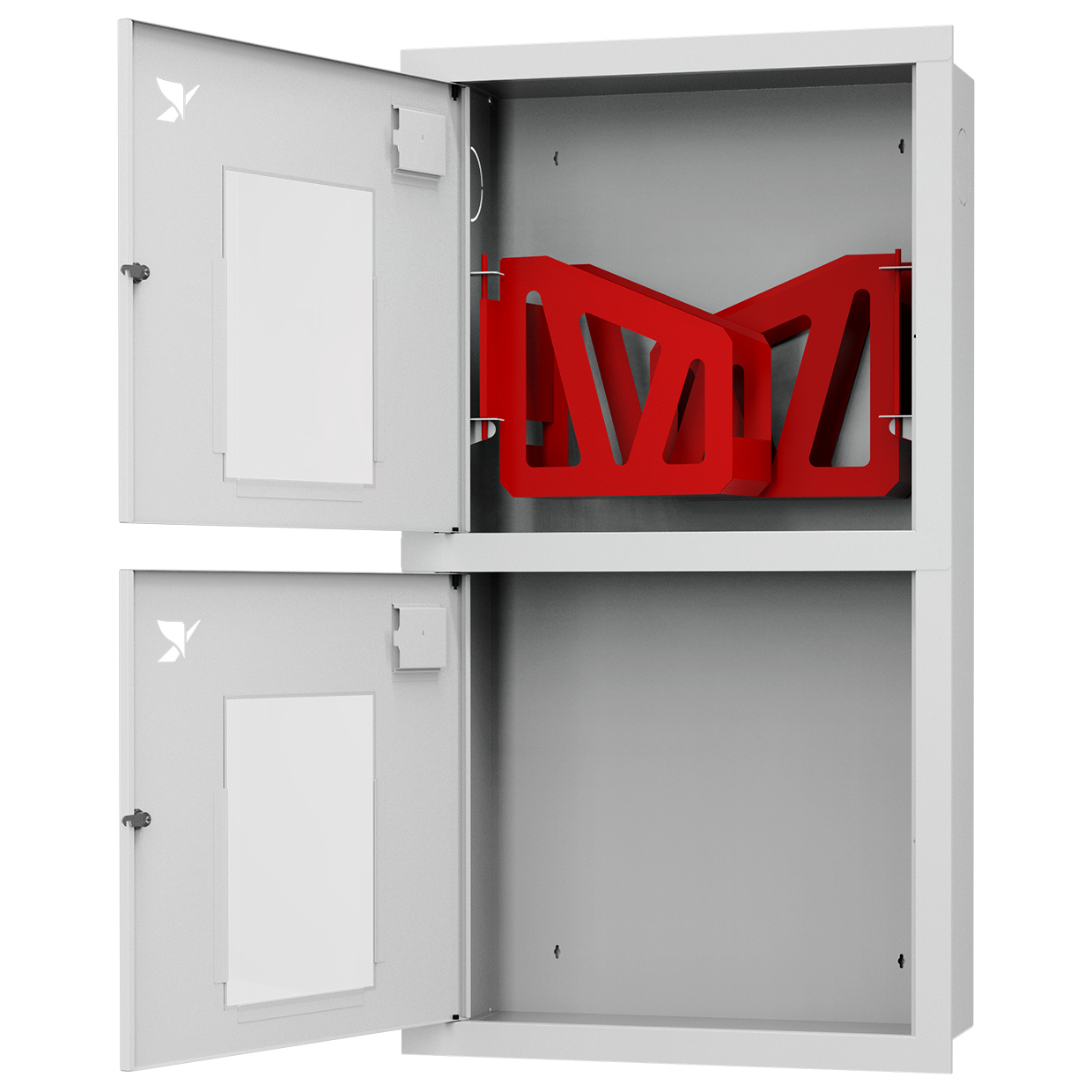 ШП-К-320-12 ВОБ левый шкаф пожарный с почтовыми замками (встроенный, открытый, белый)