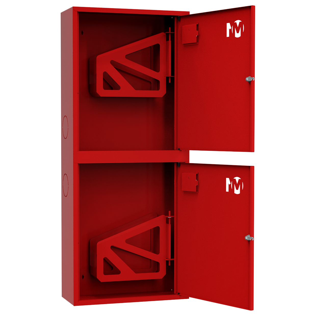 ШП-К-003-21 "Т" НЗК М01 ЕВРО правый шкаф пожарный с евроручками (навесной, закрытый, красный)