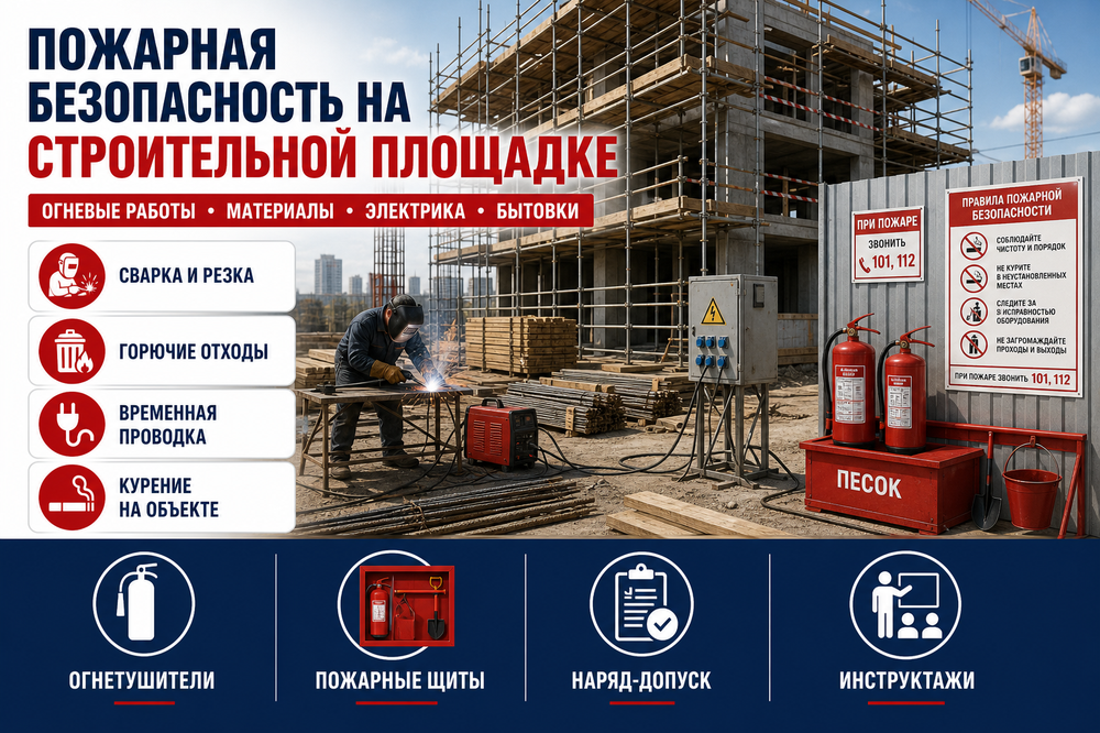 Пожарная безопасность на строительной площадке: требования, оснащение и организация