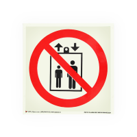 Знак P34 Запрещается пользоваться лифтом для подъема (спуска) людей на самоклеящейся фотолюминесцентной плёнке, 200х200 НПО ПУЛЬС