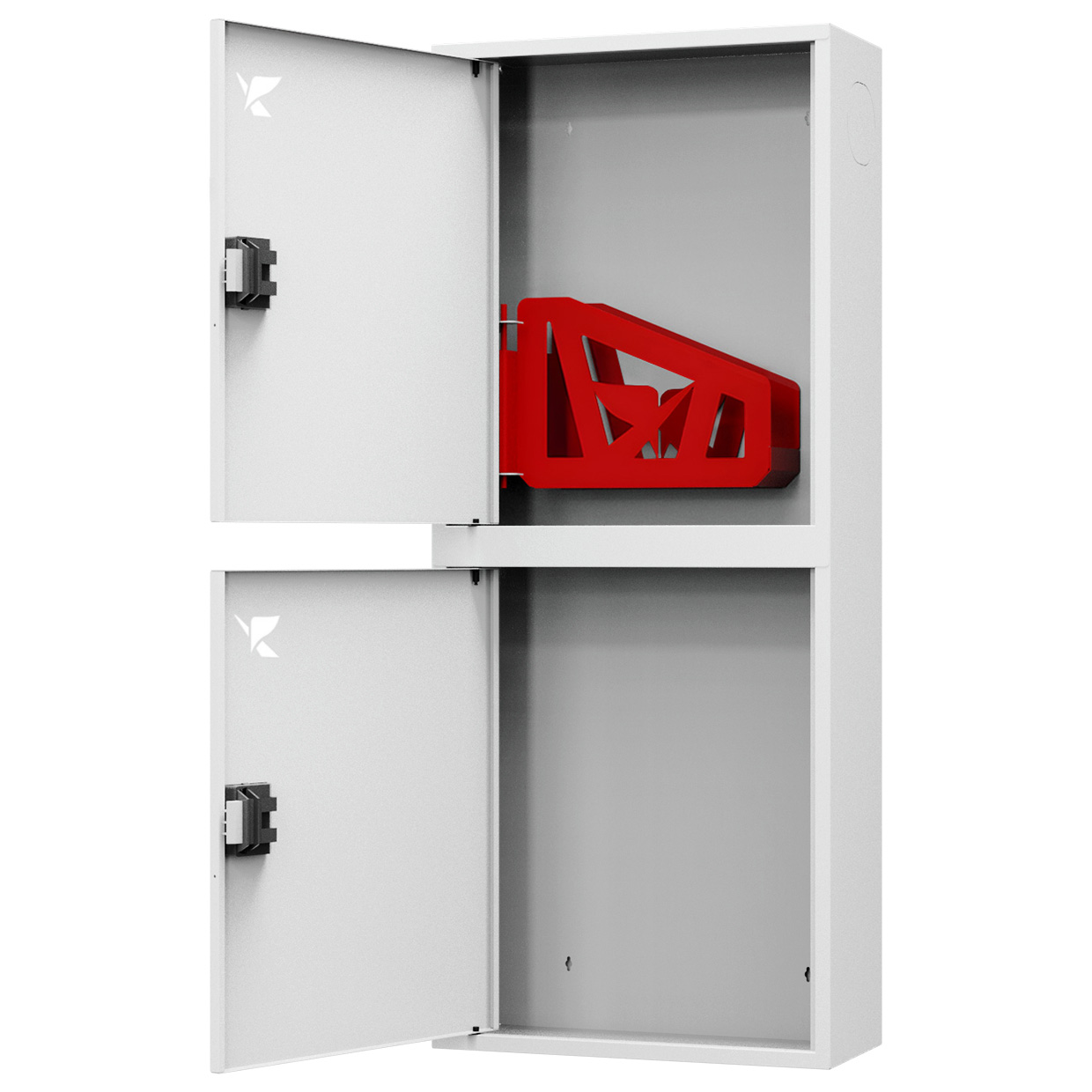 ШП-К-О-Пульс-320 НЗБ ЕВРО левый шкаф пожарный с евроручкой (навесной, закрытый, белый)