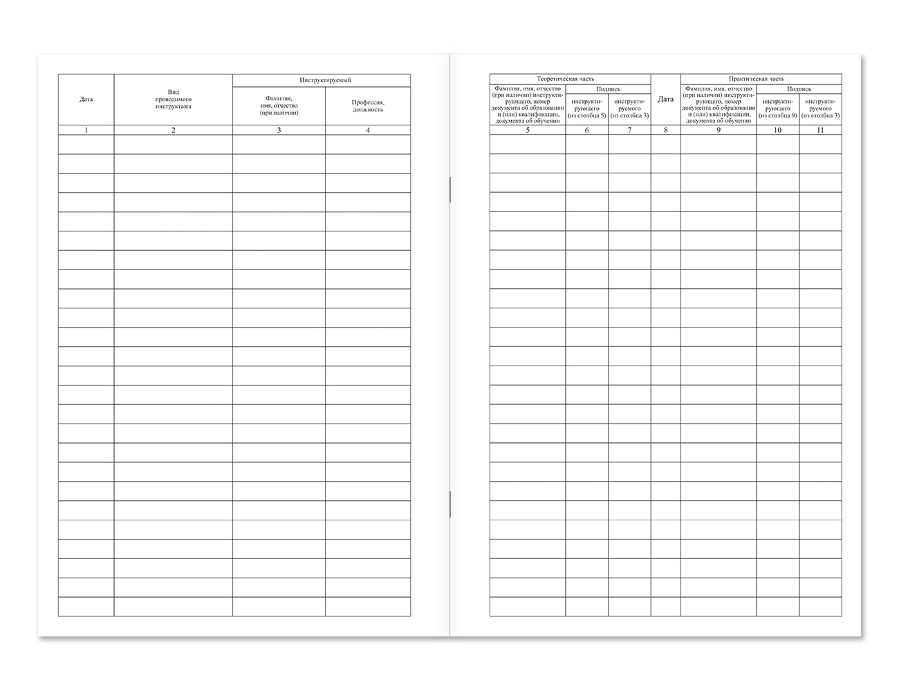 Журнал учета противопожарных инструктажей Магазин 01