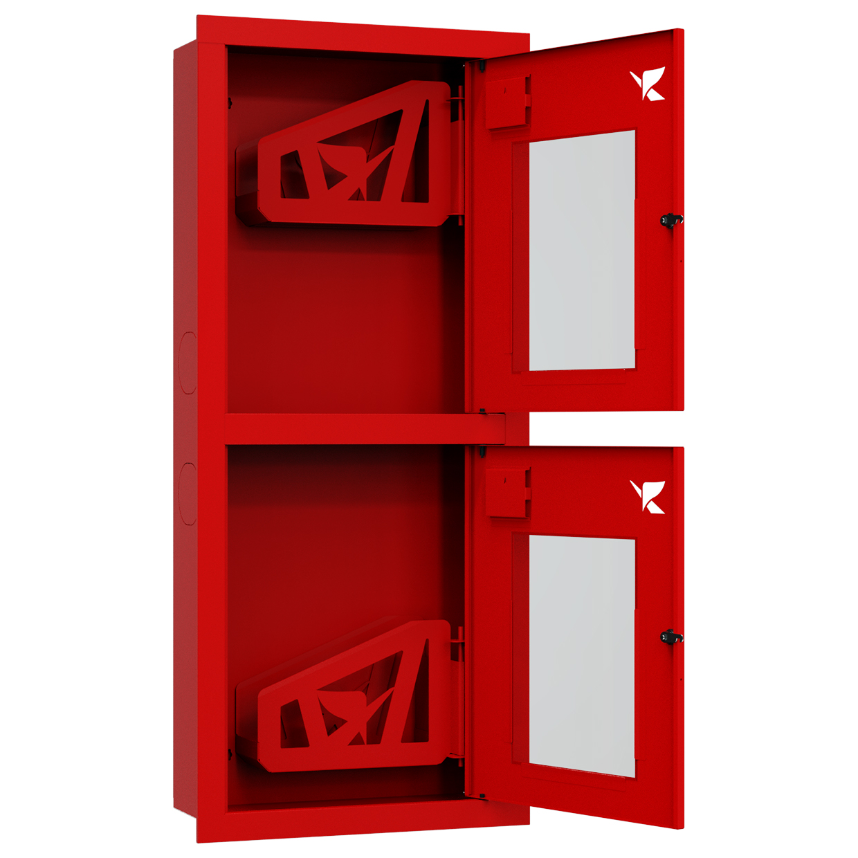 ШП-К-Пульс-320-21 ВОК правый шкаф пожарный с почтовыми замками (встроенный, открытый, красный)