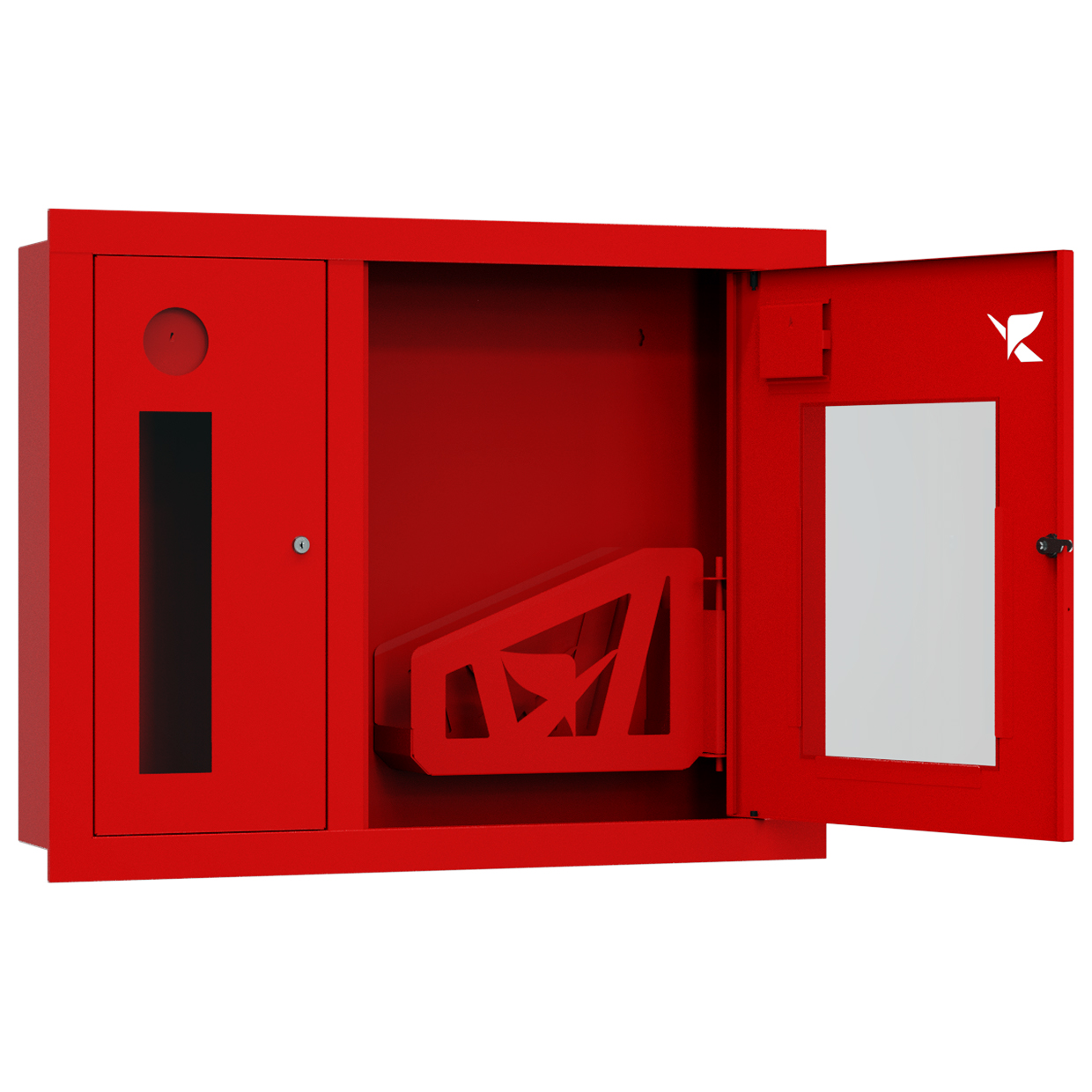 ШП-К-О-Пульс-315 ВОК правый шкаф пожарный с почтовым замком (встроенный, открытый, красный)