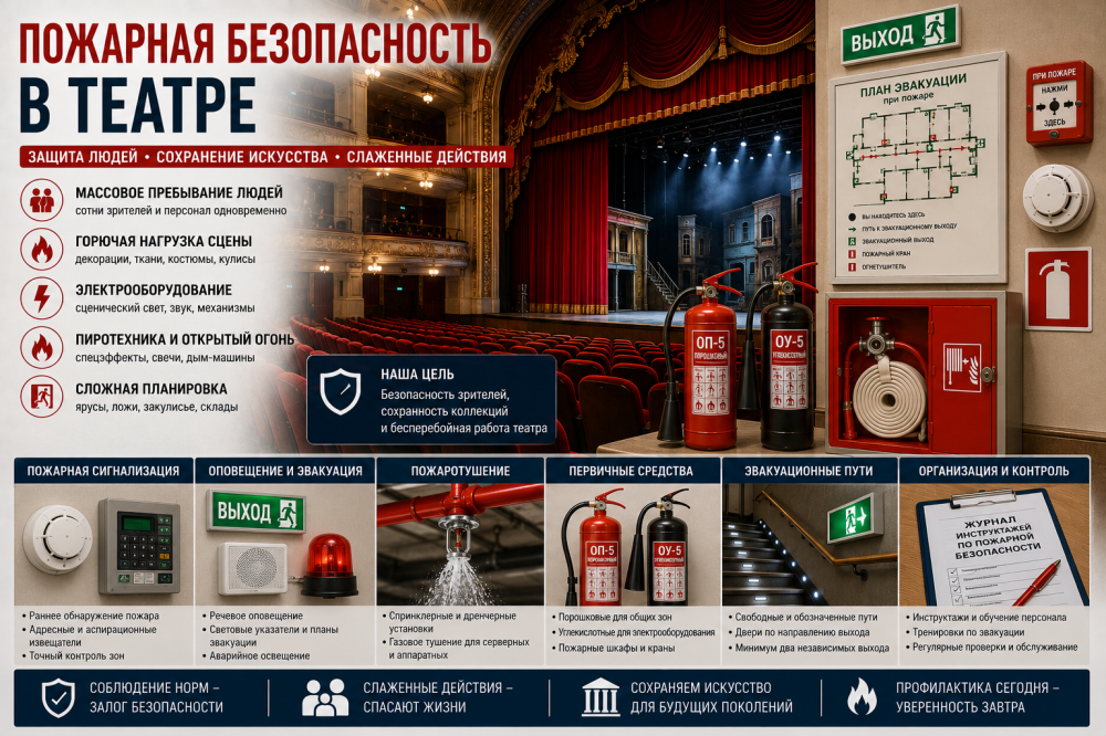 Пожарная безопасность в театре: организация, оборудование и требования
