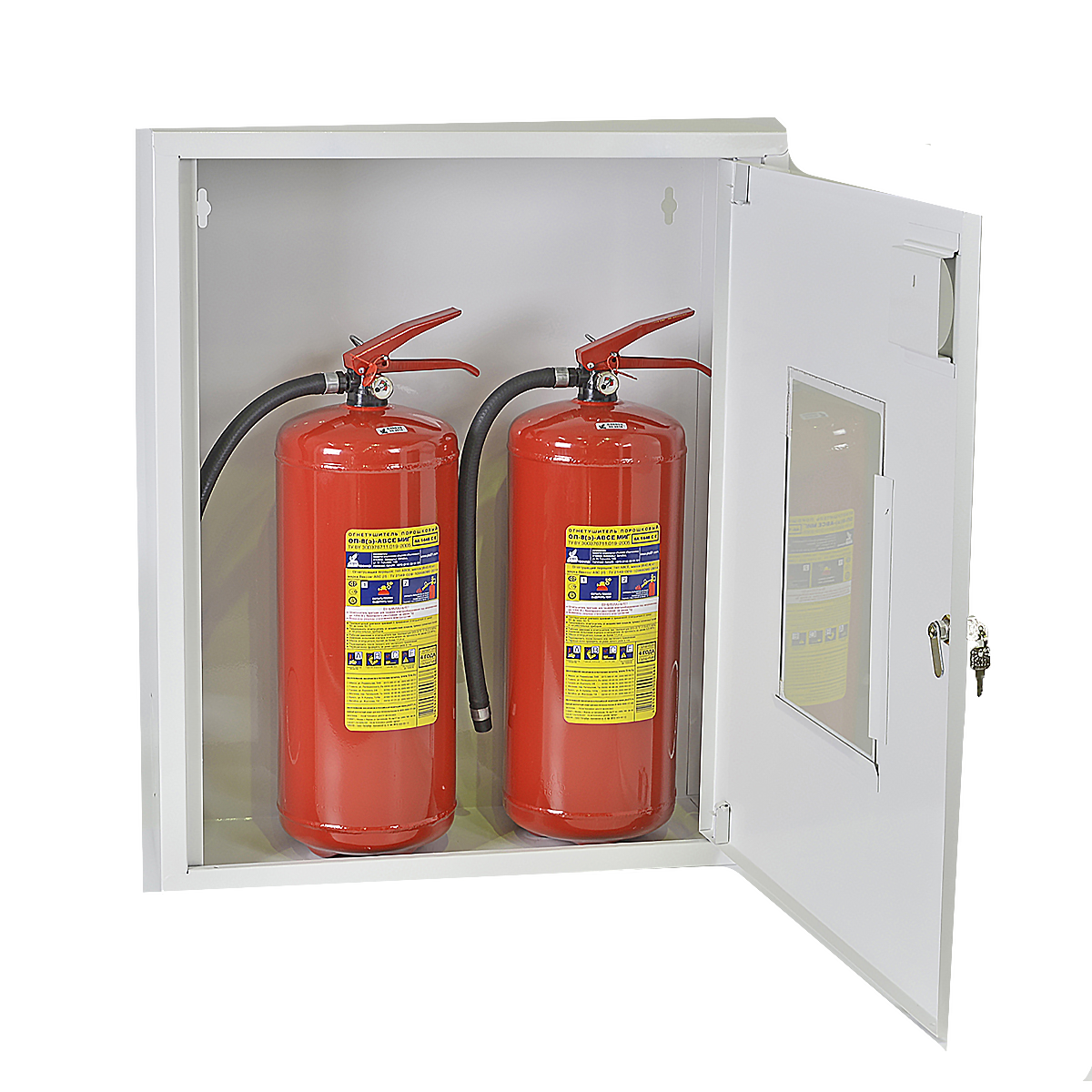 ШПО-113 НОБ левый шкаф для огнетушителя (навесной, открытый, белый)