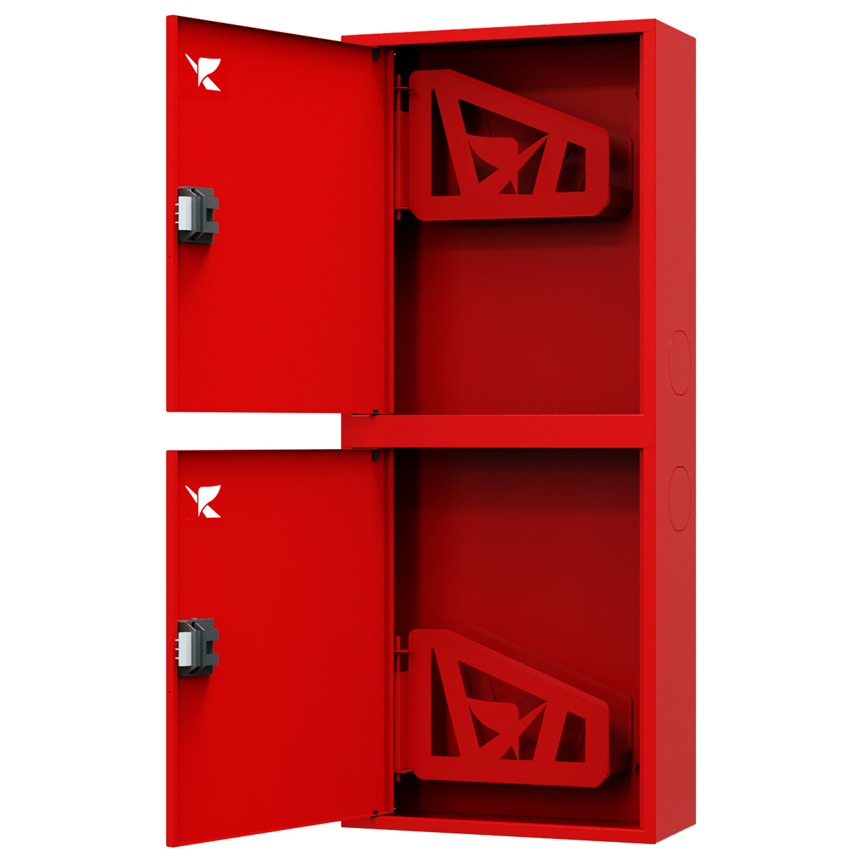 ШП-К-Пульс-320-21 НЗК ЕВРО левый шкаф пожарный с евроручками (навесной, закрытый, красный)