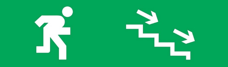 Светильник М-220-РИП (Молния-220 РИП)  «Е13 Направление к выходу по лестнице вниз (направо)» на светодиодах с  аккумулятором (220В)