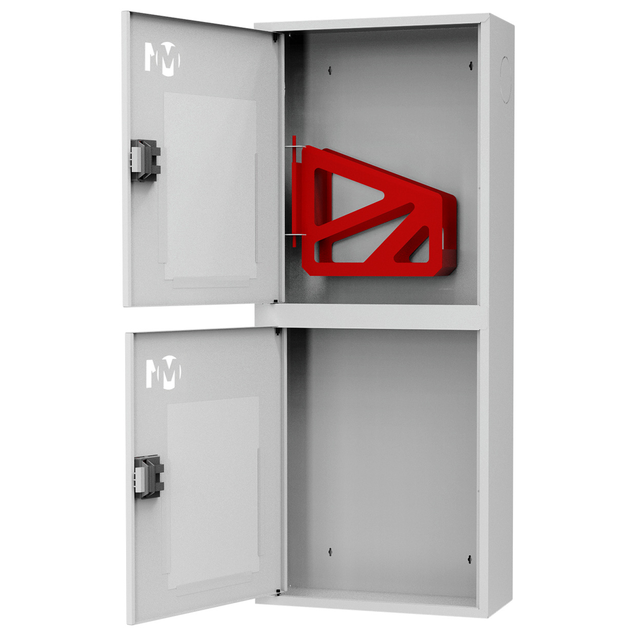 ШП-К-О-003 "Т" НОБ М01 ЕВРО левый Шкаф пожарный с евроручкой (навесной, открытый, белый)