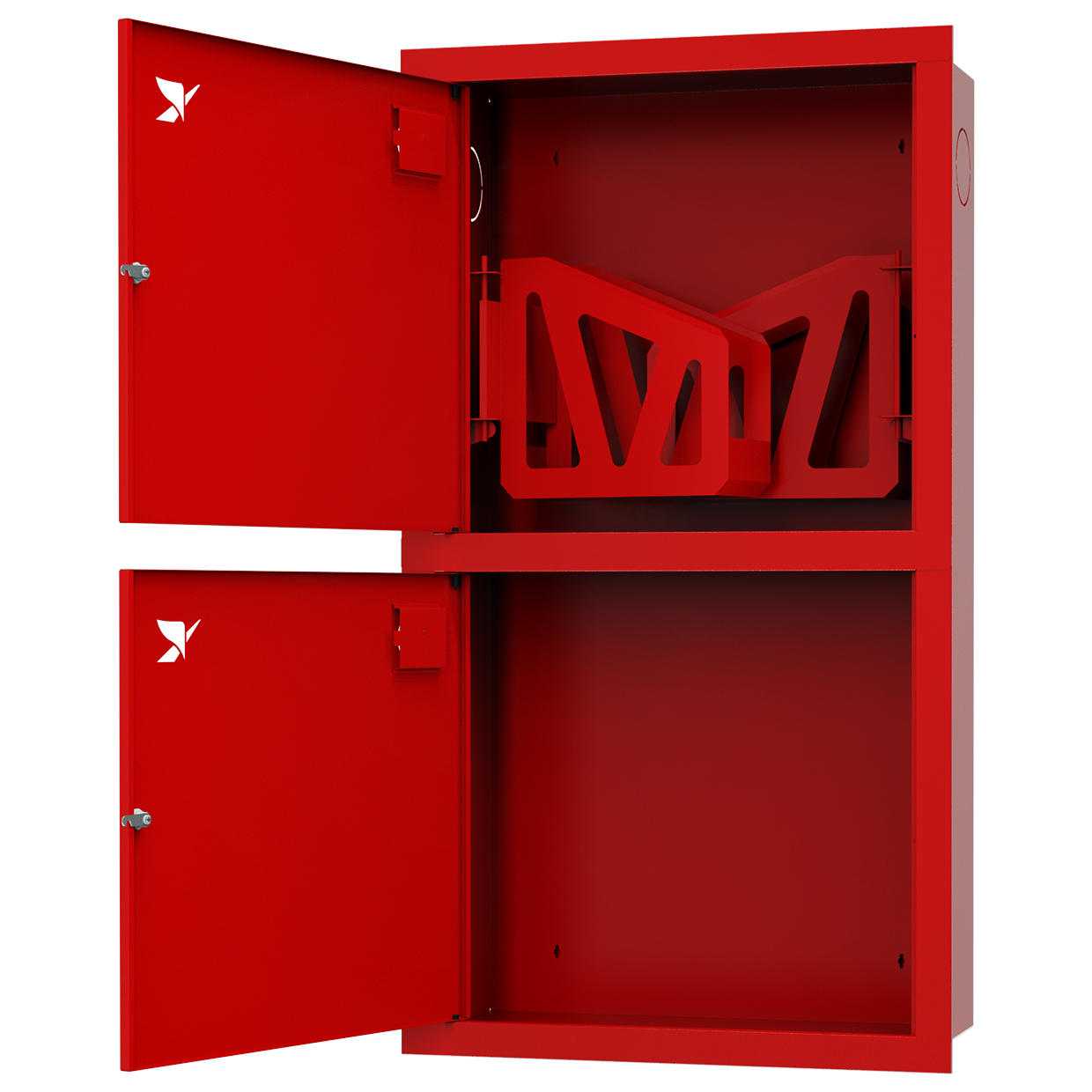 ШП-К-320-12 ВЗК левый шкаф пожарный левый с почтовыми замками (встроенный, закрытый, красный)