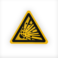 Знак W02 Взрывоопасно на самоклеящейся не светящейся плёнке, 200х200 НПО ПУЛЬС