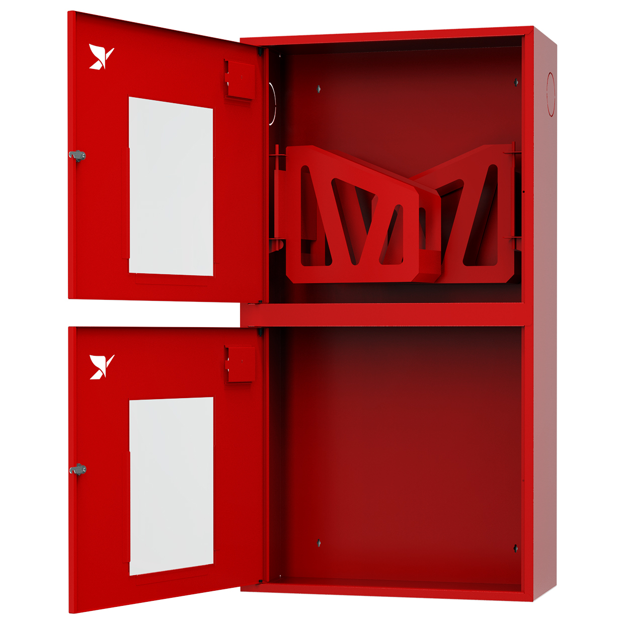 ШП-К-320-12 НОК левый шкаф пожарный с замком (навесной, открытый, красный)