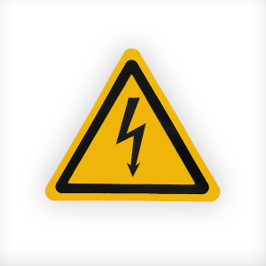 Знак W08 Опасность поражения электрическим током на самоклеящейся не светящейся плёнке, 200х200 НПО ПУЛЬС