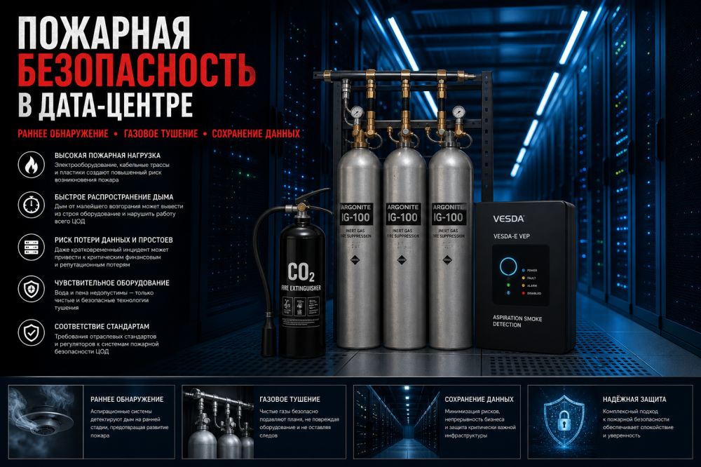 Пожарная безопасность в дата-центре: комплексная защита серверных и ЦОД