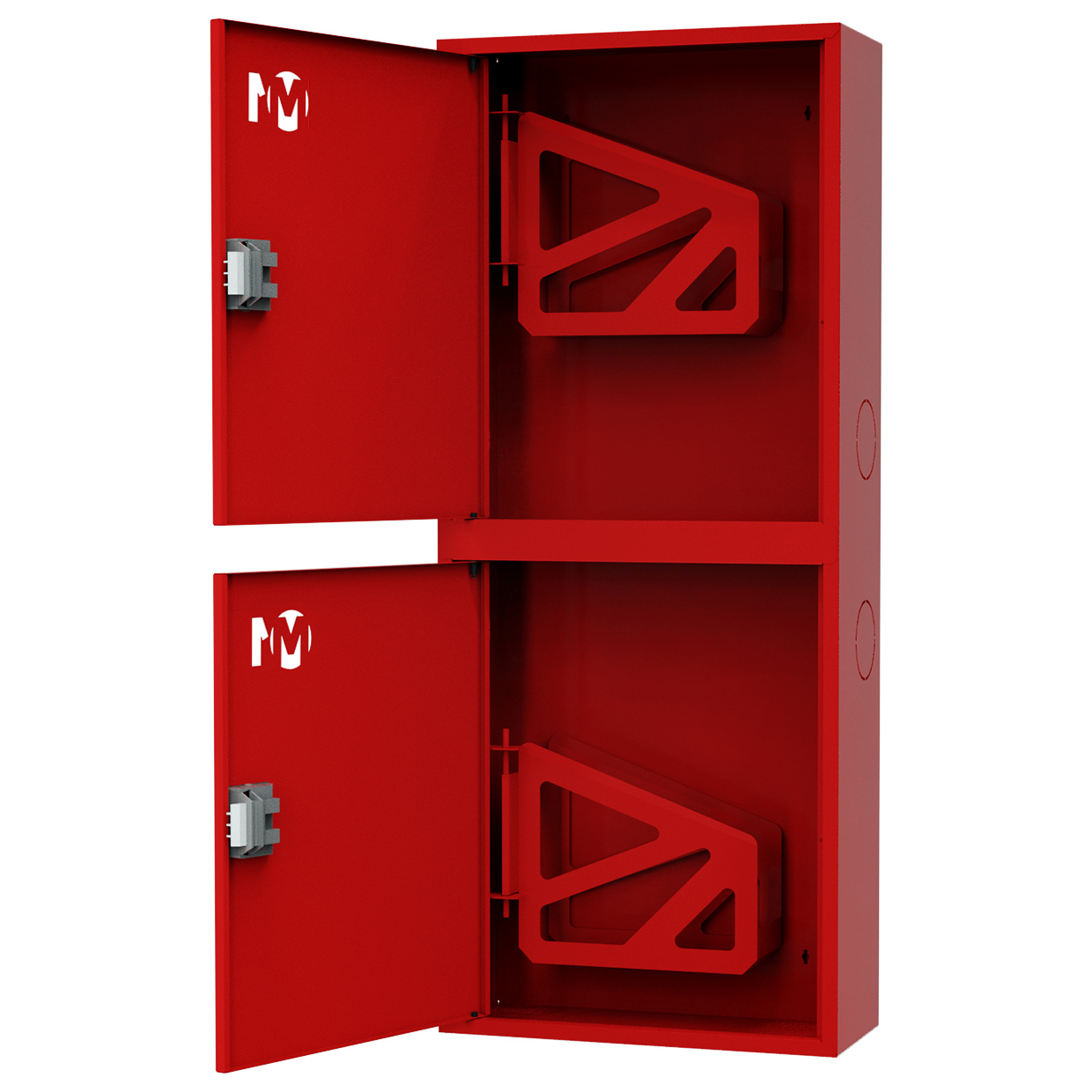 ШП-К-003-21 "Т" НЗК М01 ЕВРО левый шкаф пожарный с евроручками (навесной, закрытый, красный)