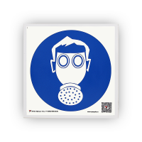 Знак M04 Работать в средствах защиты дыхания на самоклеящейся фотолюминесцентной плёнке, 200х200 НПО ПУЛЬС