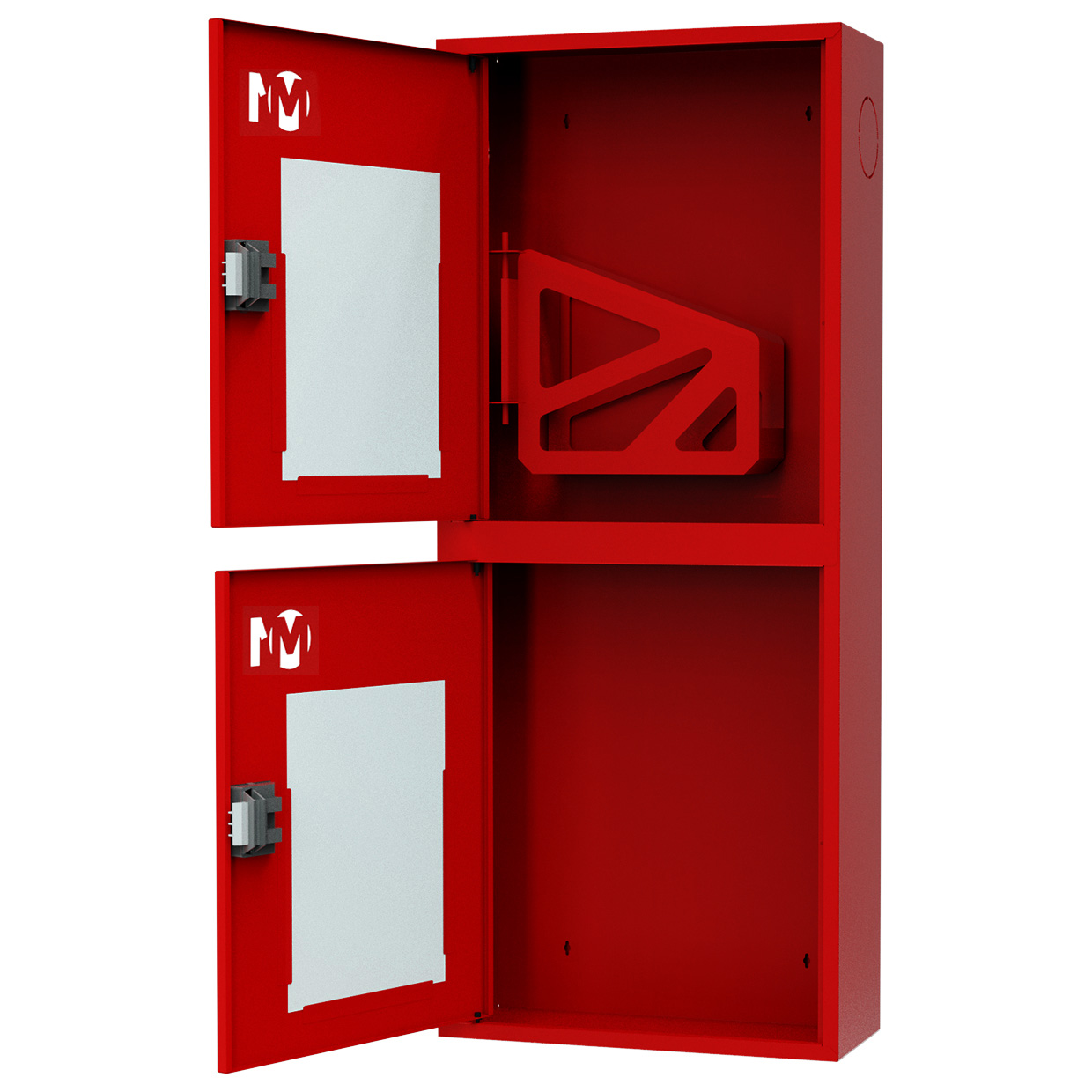 ШП-К-О-003 "Т" НОК М01 ЕВРО левый шкаф пожарный с евроручкой (навесной, открытый, красный)