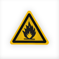 Знак W01 Пожароопасно. Легковоспламеняющиеся вещества на самоклеящейся не светящейся плёнке, 200х200х200 НПО ПУЛЬС