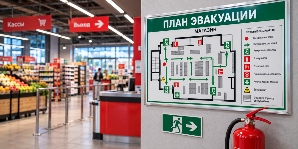План эвакуации магазина: требования, разработка и размещение по нормам 2026 года
