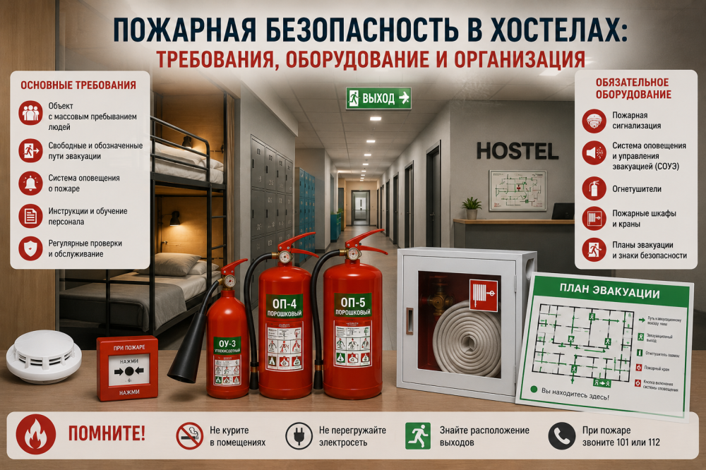 Пожарная безопасность в хостелах: требования, оборудование и организация