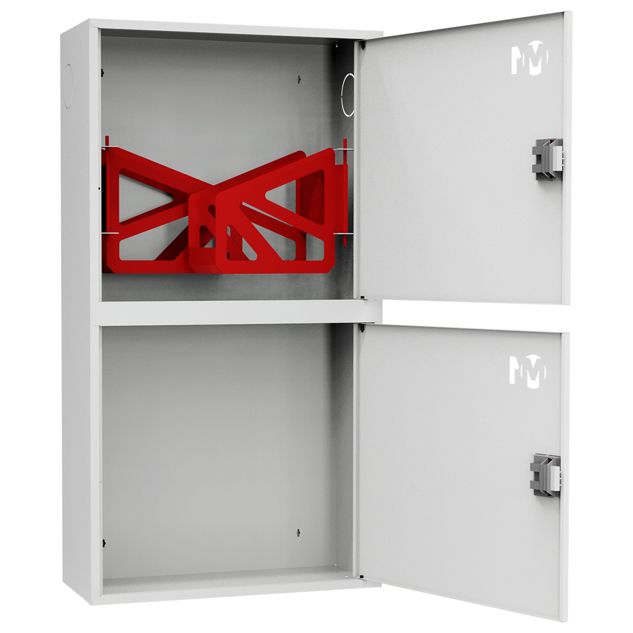 ШП-К-О-003-12 "Т" НЗБ М01 ЕВРО правый шкаф пожарный с евроручками (навесной, закрытый, белый)