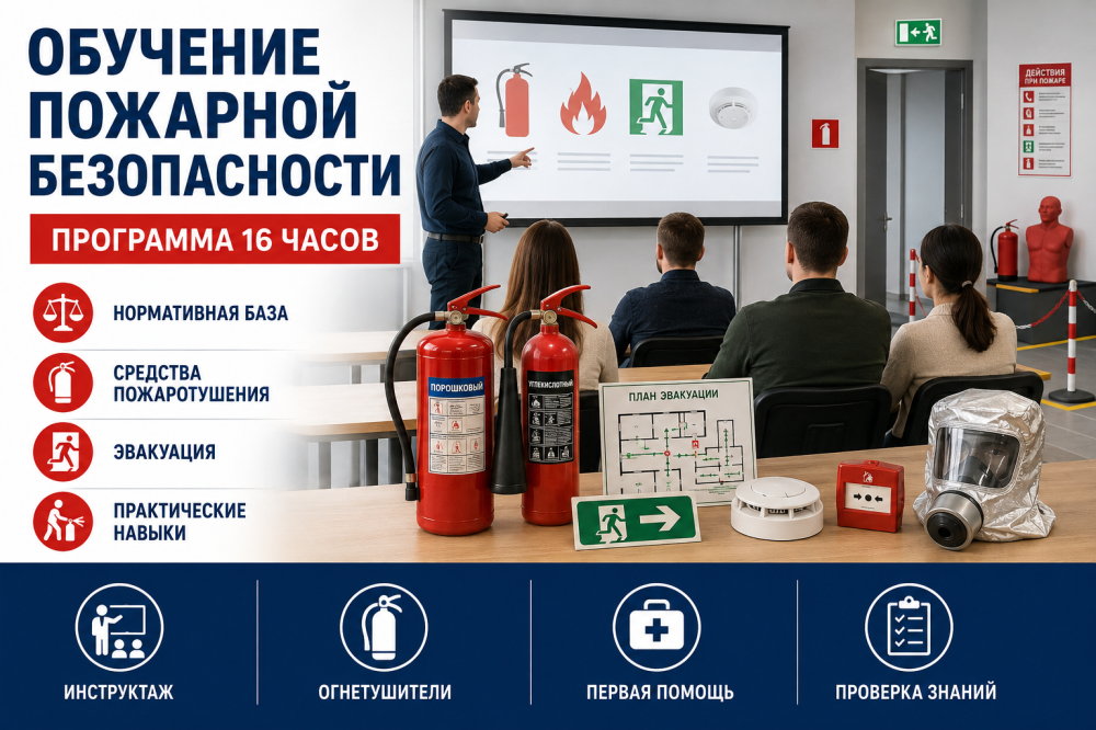 Обучение пожарной безопасности: программа на 16 часов для работников организаций