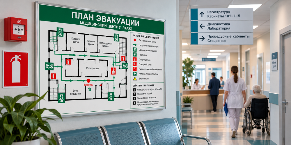 План эвакуации для медицинского центра: требования, разработка и размещение