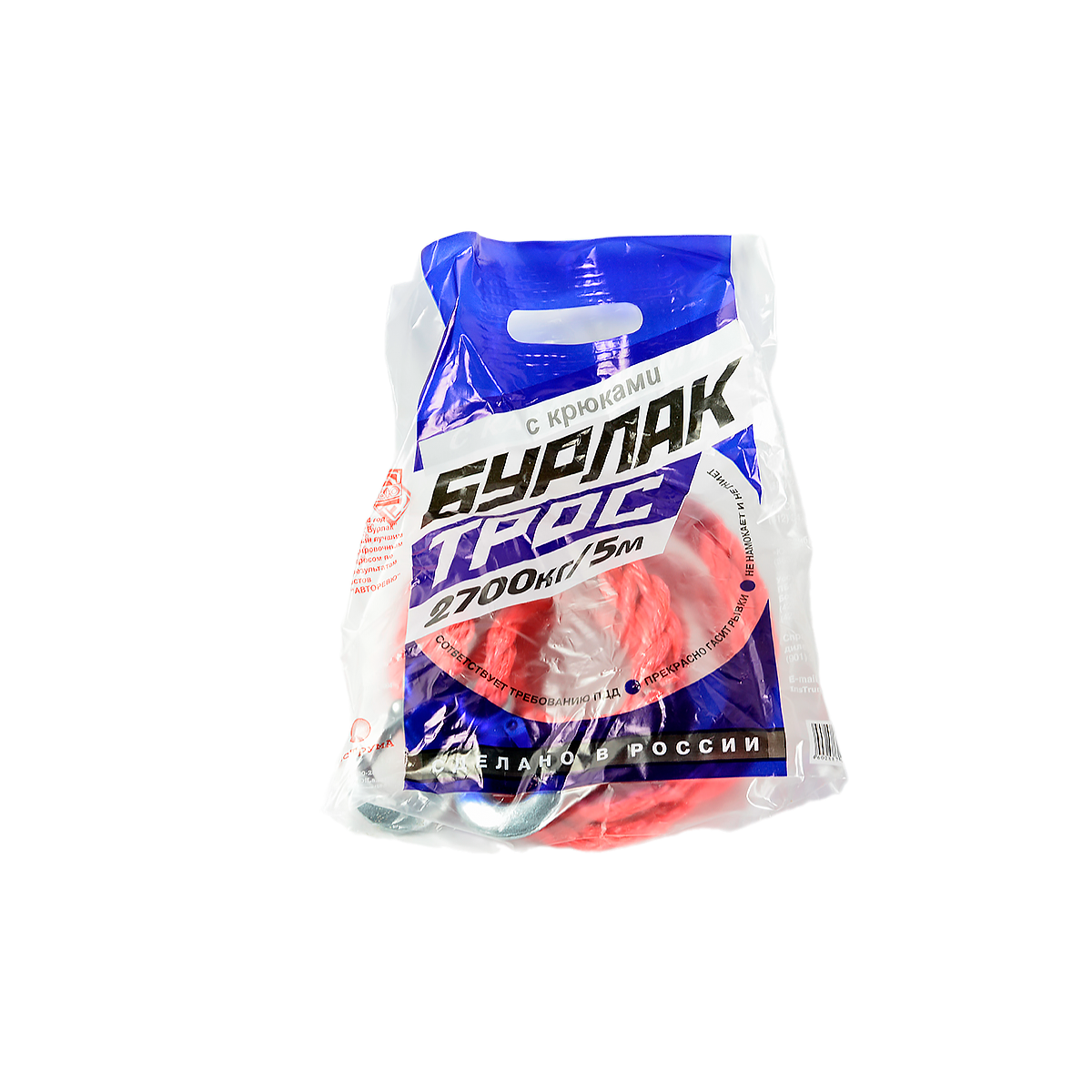 Трос буксировочный с двумя крюками Бурлак (4 м)