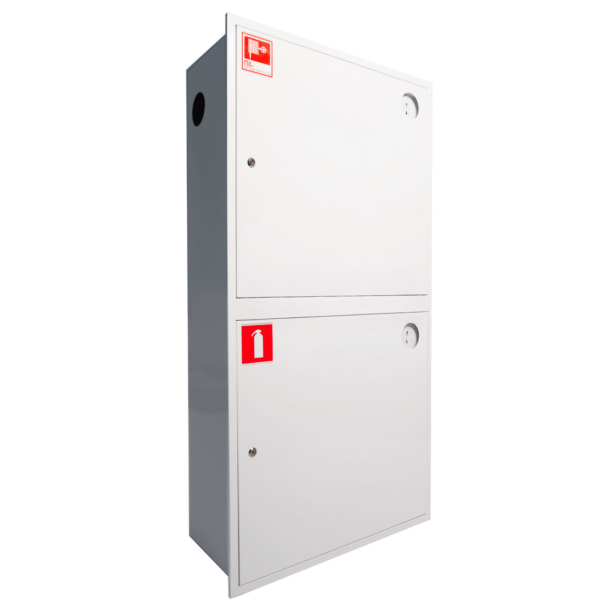 ШП-К-О-320-12 ВЗБ (ШПКО-22ВЗБ) правый шкаф пожарный с почтовыми замками (встроенный, закрытый, белый)
