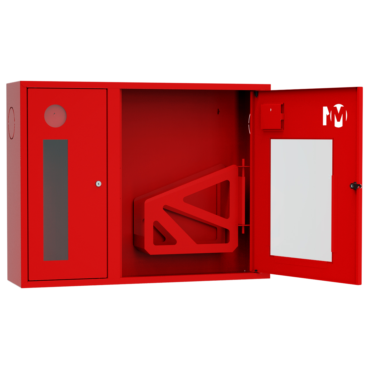 ШП-К-О-002 "Т" НОК М01 правый шкаф пожарный с почтовым замком (навесной, открытый, красный)