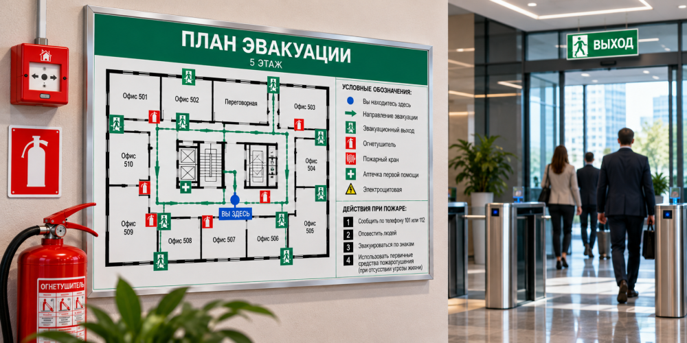 План эвакуации офисного центра: как разработать с учётом действующих требований