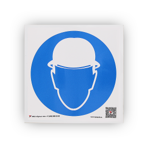 Знак M02 Работать в защитной каске (шлеме) на самоклеящейся не светящейся плёнке, 200х200 НПО ПУЛЬС