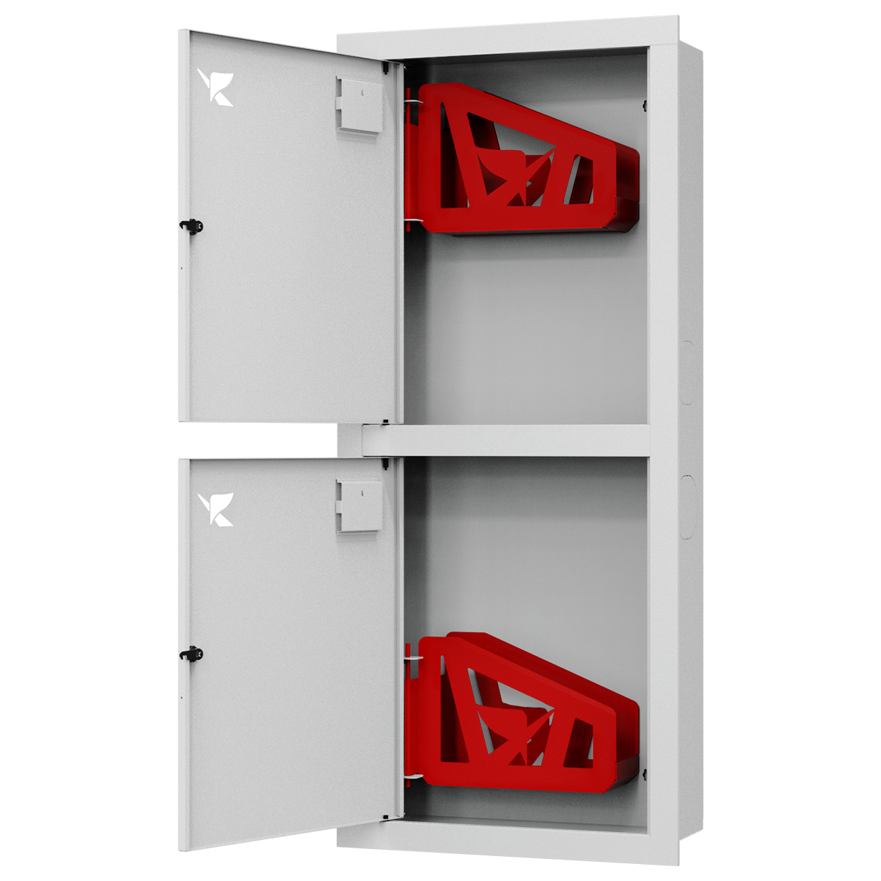 ШП-К-Пульс-320-21 ВЗБ левый шкаф пожарный с почтовыми замками (встроенный, закрытый, белый)