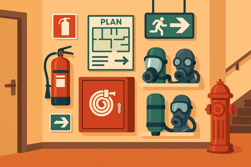 Где должны находиться средства защиты для обеспечения пожарной безопасности
