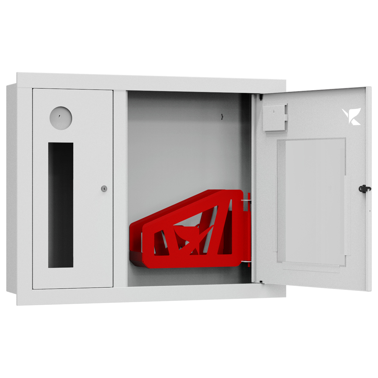 ШП-К-О-Пульс-315 ВОБ правый шкаф пожарный с почтовым замком (встроенный, открытый, белый)