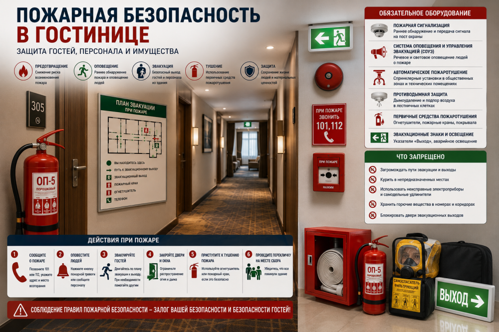 Пожарная безопасность в гостинице: требования, оборудование и организация защиты гостей