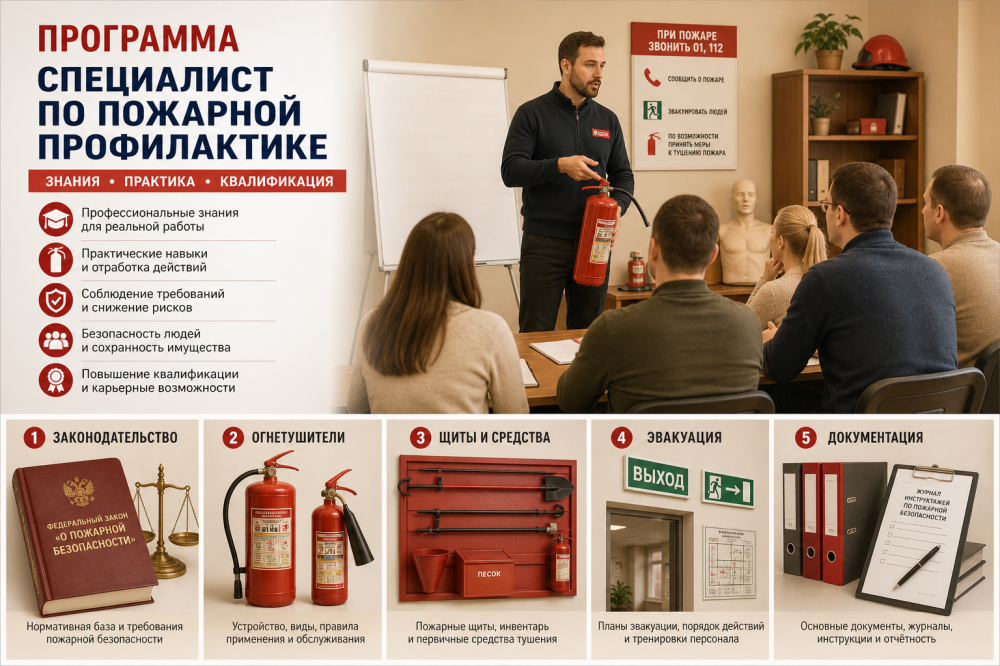 Программа «Специалист по пожарной профилактике»: содержание, обучение и значение для пожарной безопасности объекта