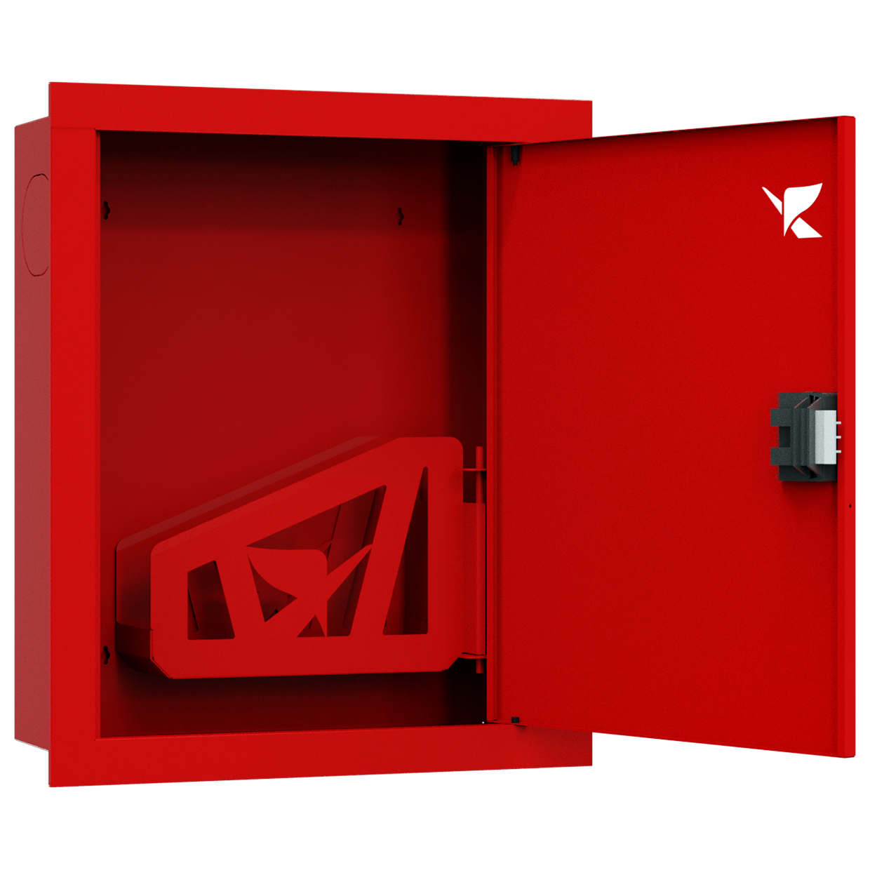 ШП-К-Пульс-310 ВЗК ЕВРО правый шкаф пожарный с евроручкой (встроенный, закрытый, красный)