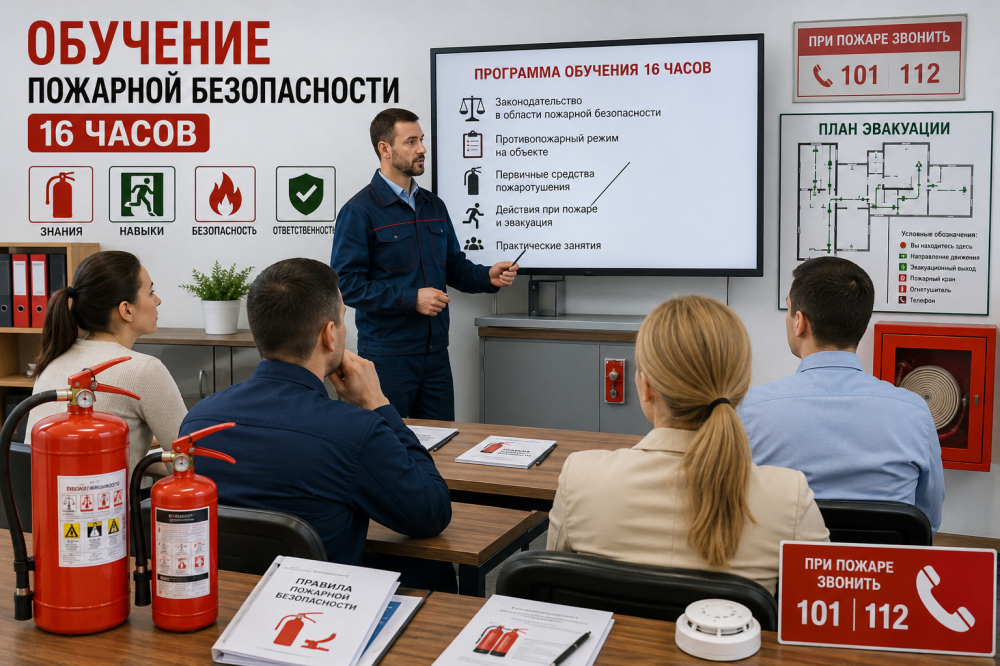 Обучение пожарной безопасности 16 часов: программа, сроки и практическая ценность