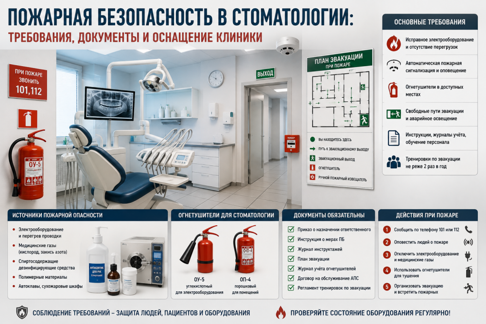 Пожарная безопасность в стоматологии: требования, документы и оснащение клиники