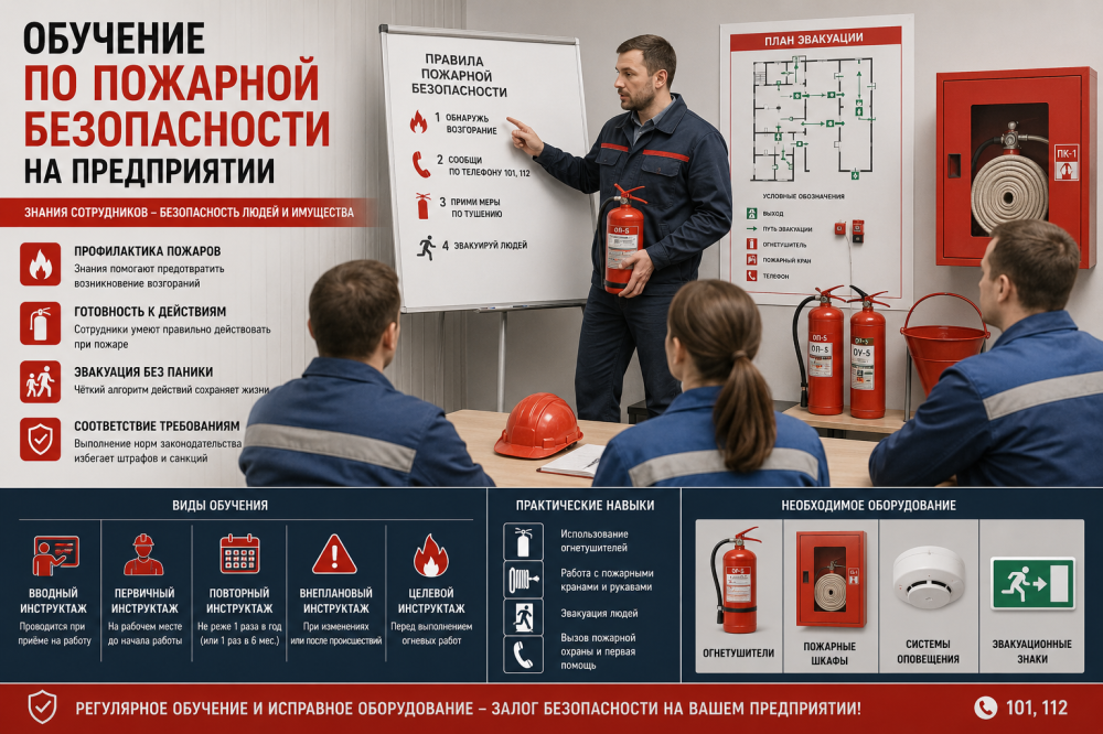 Обучение по пожарной безопасности на предприятии: организация, программы и требования 2026 года