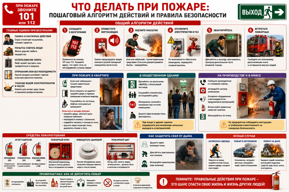 Что делать при пожаре: пошаговый алгоритм действий и правила безопасности