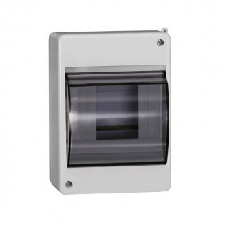 Бокс электрический на 4 модуля с дымчатой дверцей